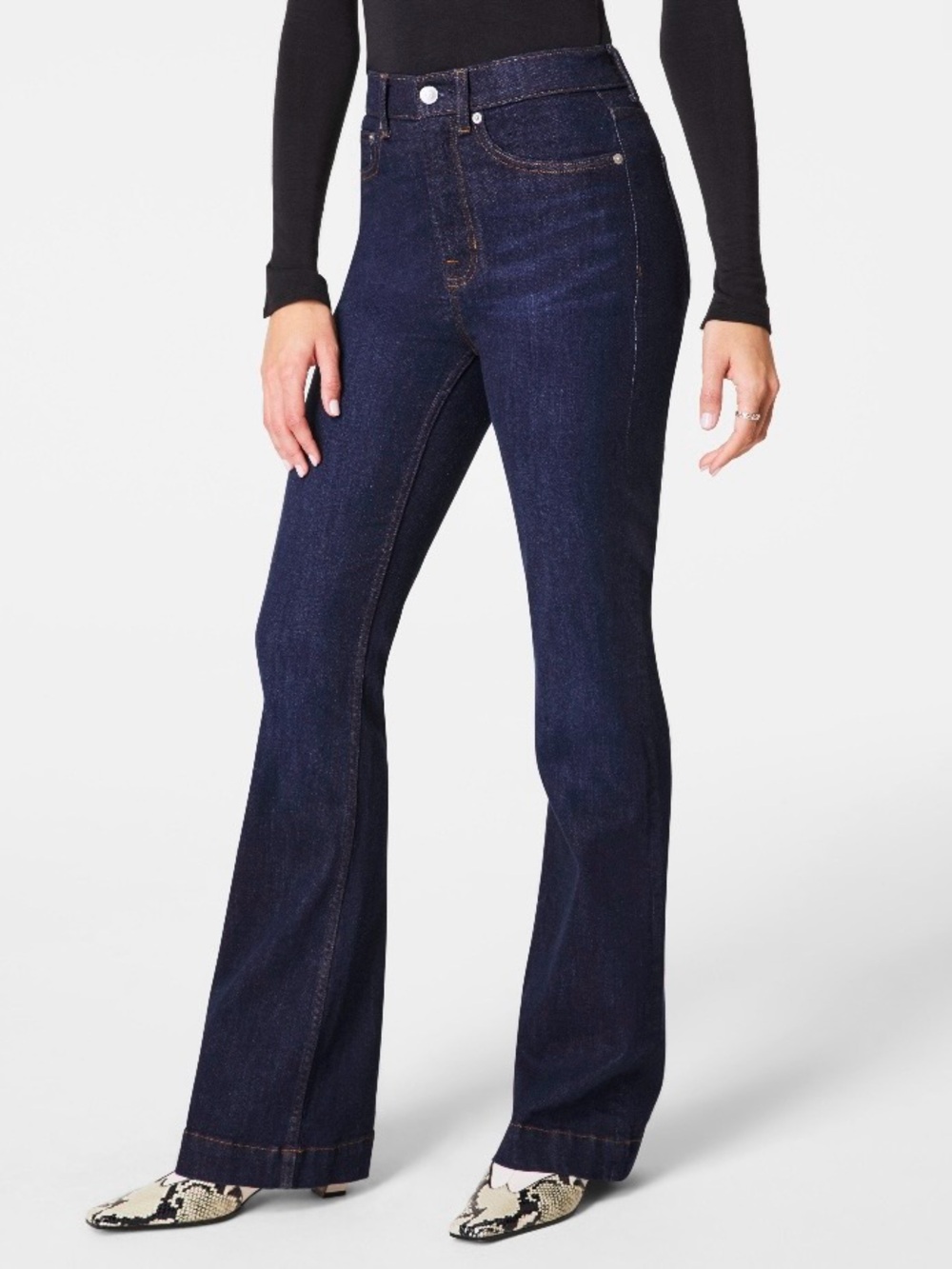NEW Spanx Denim Raw Indigo Dark Blue Wash Stretch Shaping Jeans size small
